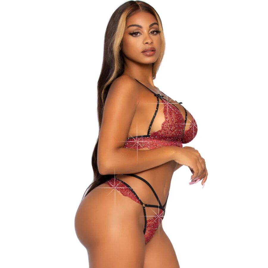 LEG AVENUE - 81623 SET SUJETADOR + TANGA BURDEOS TALLA L - Imagen 2