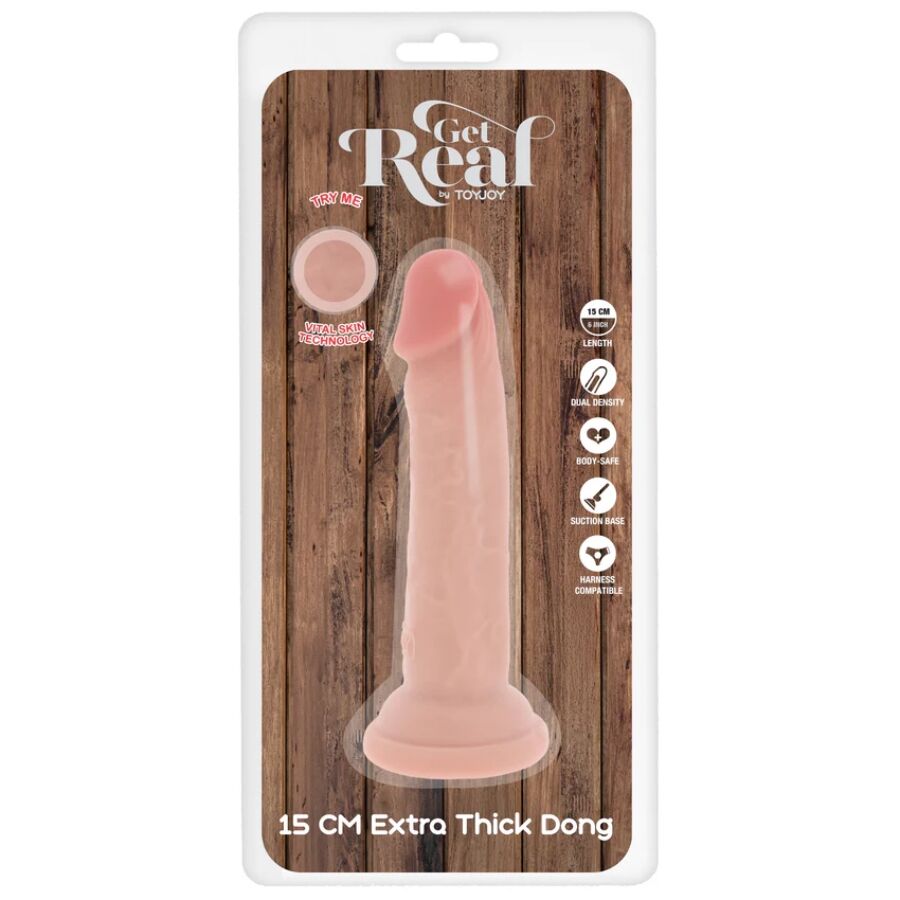 GET REAL - DILDO DELUXE DONG GRUESO DE DOBLE DENSIDAD TPE 15 CM - Imagen 5