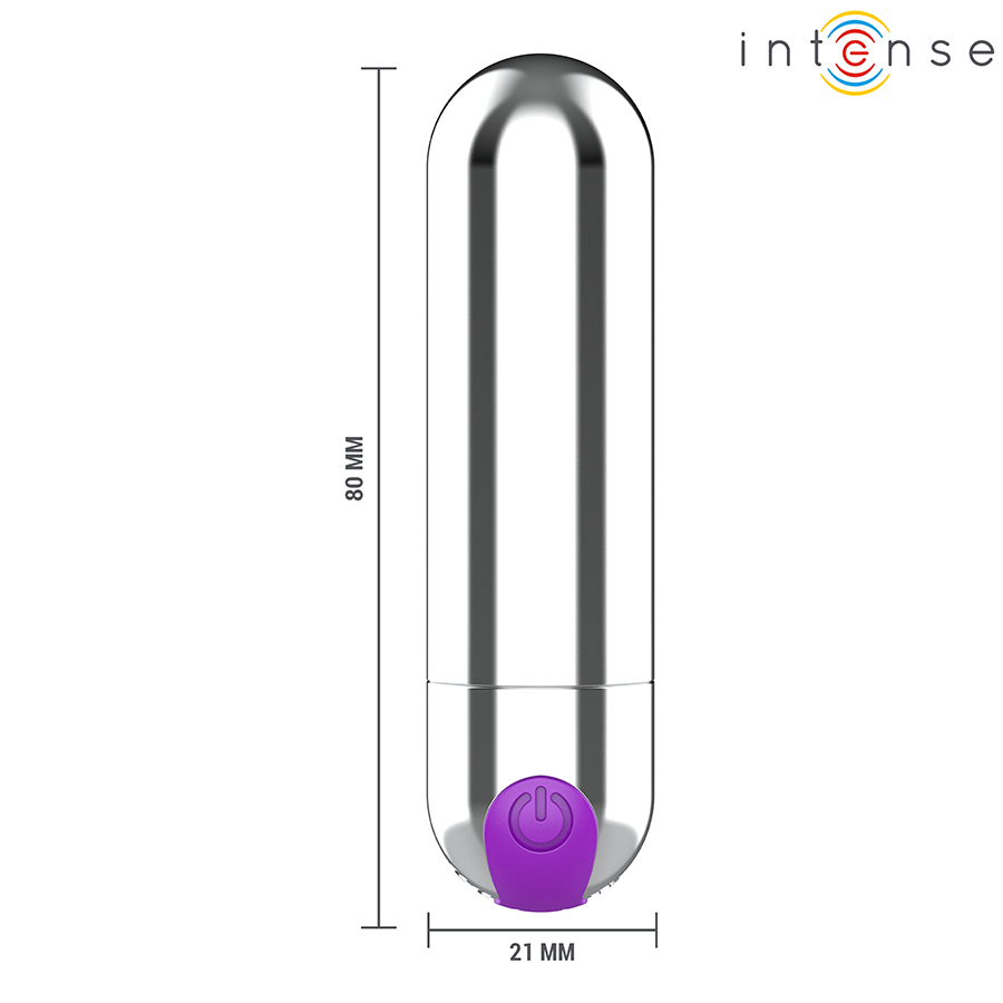 INTENSE - KAREN MINI BALA VIBRADORA 10 MODOS RECARGABLE PLATEADO - Imagen 6