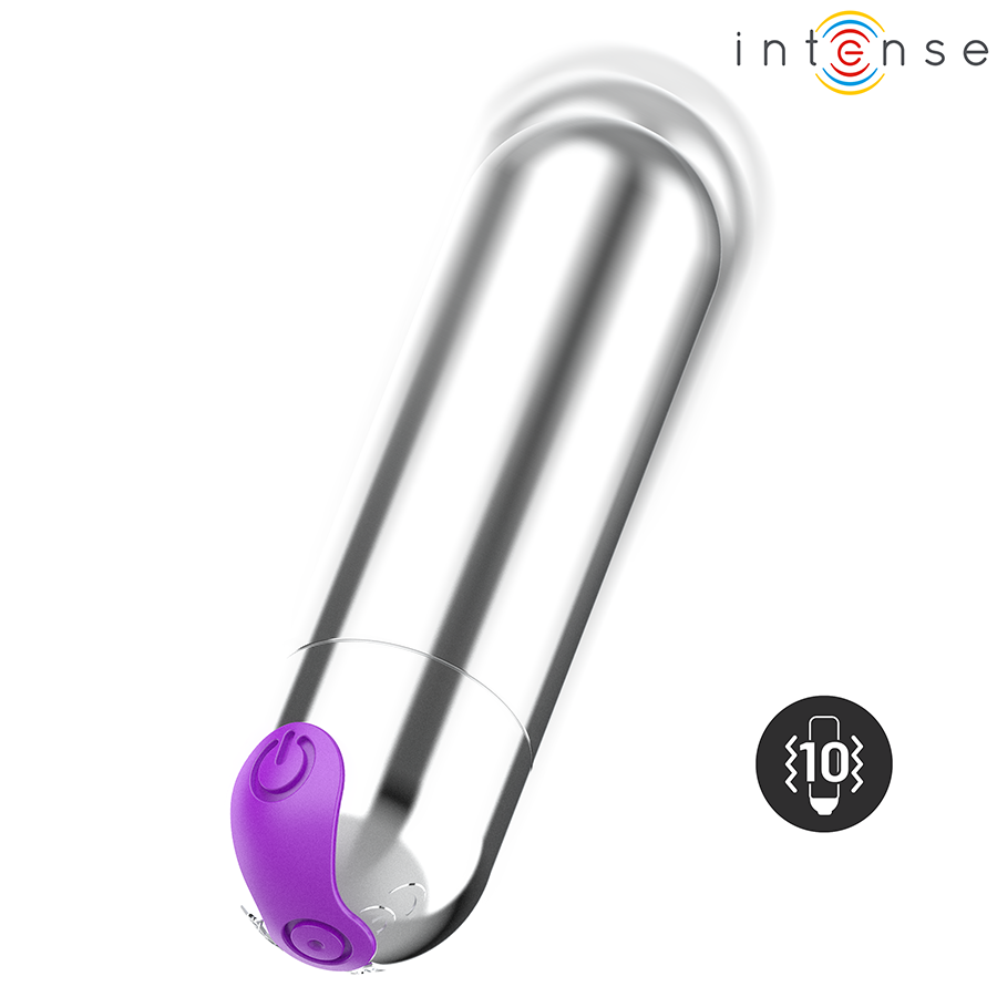INTENSE - KAREN MINI BALA VIBRADORA 10 MODOS RECARGABLE PLATEADO - Imagen 4