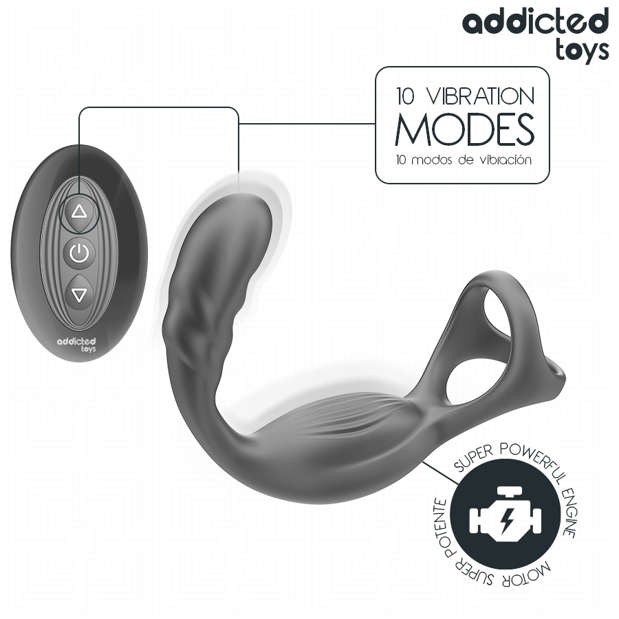 ADDICTED TOYS - ANILLO DOBLE VIBRADOR PROSTÁTICO CONTROL REMOTO - Imagen 6