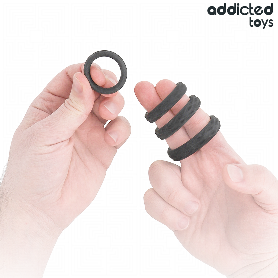 ADDICTED TOYS - SET ANILLOS PENE TEXTURIZADOS 4 TAMAÑOS - Imagen 2