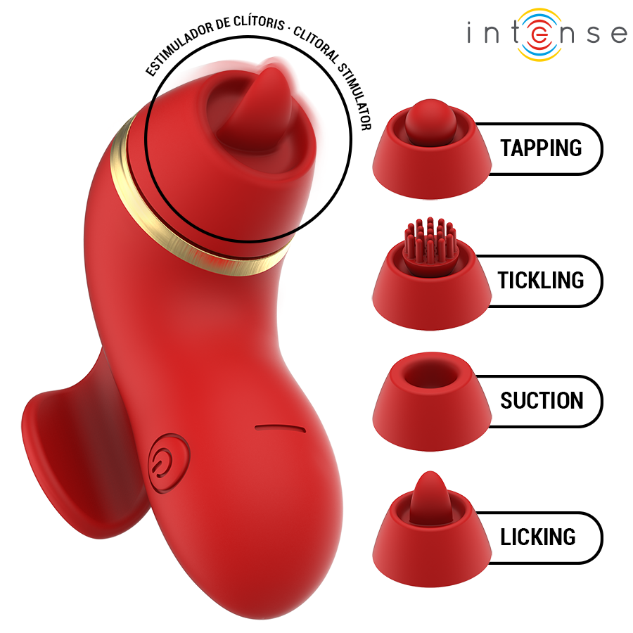 INTENSE - PATTY ESTIMULADOR CON 4 CABEZALES, SUCCIÓN, TAPPING, TICKLING Y LICKING - Imagen 3