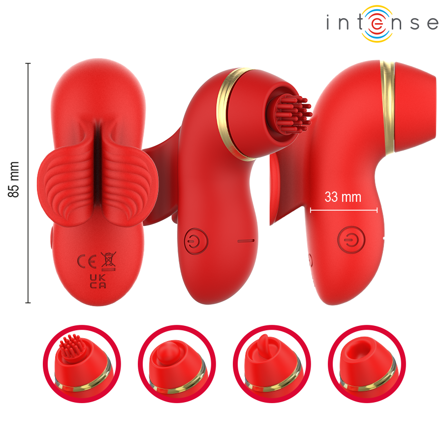 INTENSE - PATTY ESTIMULADOR CON 4 CABEZALES, SUCCIÓN, TAPPING, TICKLING Y LICKING - Imagen 4