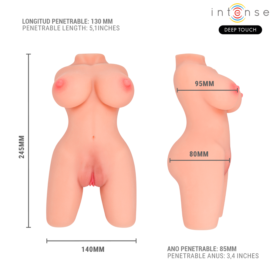 INTENSE DEEP TOUCH - JESSE TORSO MASTURBADOR MULTIPOSICIÓN DOBLE VAGINA & ANO - Imagen 6