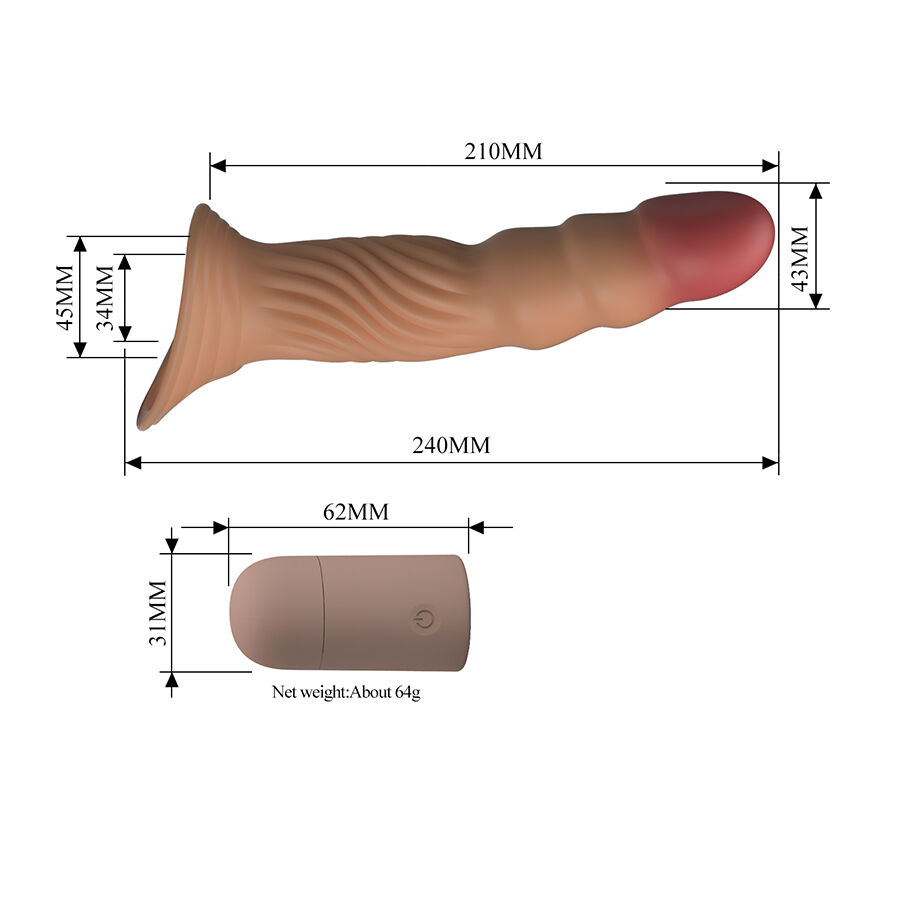 PRETTY LOVE - FUNDA PARA PENE TEXTURIZADA CON VIBRACIÓN Y CONTROL REMOTO - Imagen 9