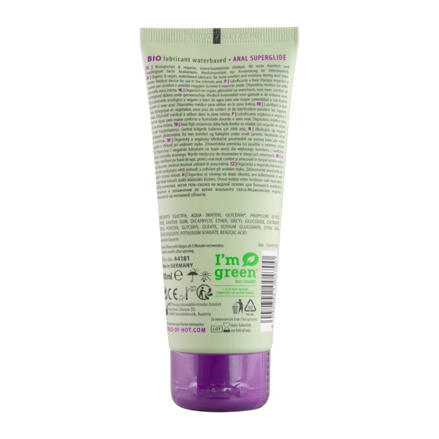 HOT - BIO LUBRICANT LUBRICANTE BIO BASE AGUA ANAL 100 ML - Imagen 2