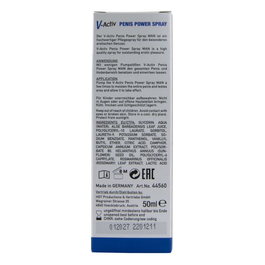 HOT - V-ACTIV PENIS POWER SPRAY PARA HOMBRE 50 ML - Imagen 7
