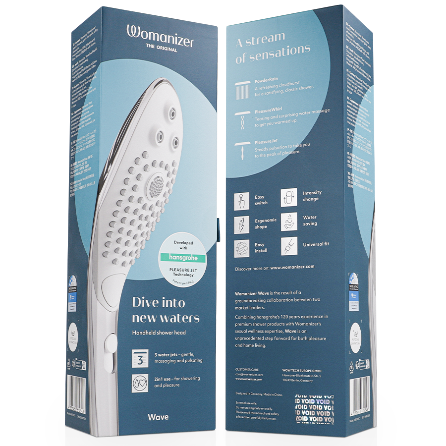 WOMANIZER - WAVE CABEZAL DE DUCHA ESTIMULADOR DE CLITORÍS PLATEADO - Imagen 7