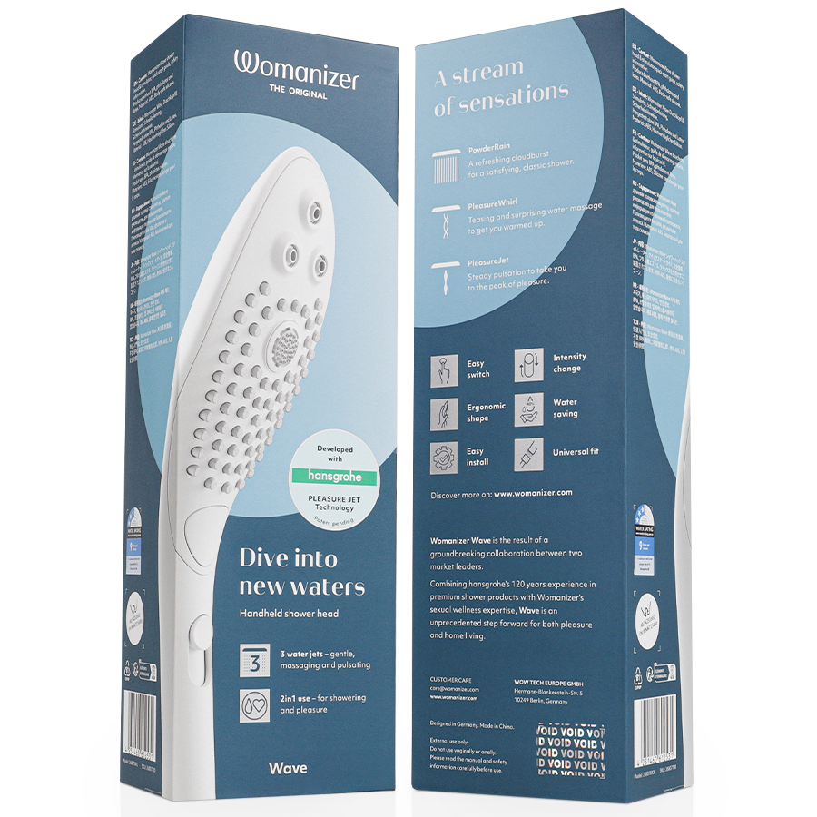 WOMANIZER - WAVE CABEZAL DE DUCHA ESTIMULADOR DE CLITORÍS BLANCO - Imagen 7