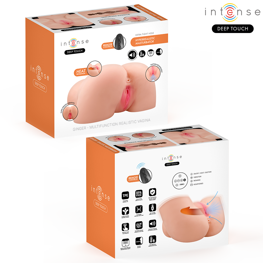 INTENSE DEEP TOUCH - GINGER MASTURBADOR VAGINA CON EFECTO SUCCIÓN, CALOR, VIBRACIÓN Y VOZ CON CONTROL REMOTO 5.3 KG - Imagen 3
