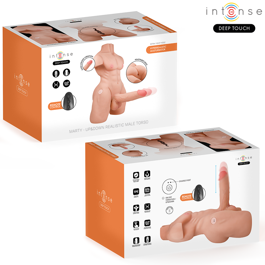 INTENSE DEEP TOUCH - MARTY TORSO CON ANO Y DILDO REALÍSTICO CON EMPUJE Y VIBRACIÓN CONTROL REMOTO 6.2 KG - Imagen 3