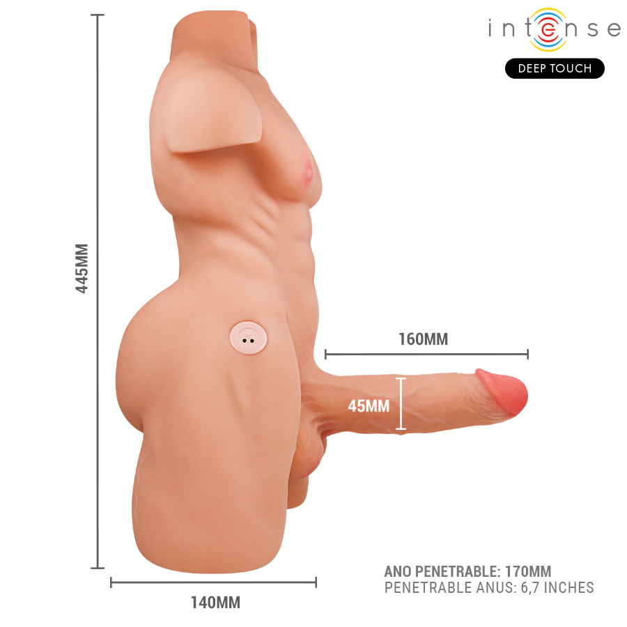 INTENSE DEEP TOUCH - MARTY TORSO CON ANO Y DILDO REALÍSTICO CON EMPUJE Y VIBRACIÓN CONTROL REMOTO 6.2 KG - Imagen 6