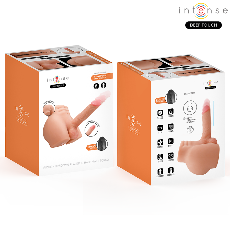 INTENSE DEEP TOUCH - RICHIE TORSO CON ANO Y DILDO REALÍSTICO CON EMPUJE Y VIBRACIÓN CONTROL REMOTO 4.7 KG - Imagen 3