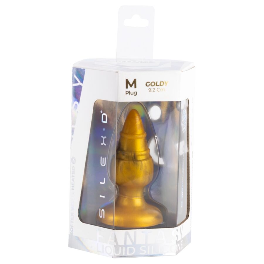 SILEXD - GOLDY PLUG ANAL FANTASY SILICONA LIQUIDA TERMOREACTIVO ORO 9.2 CM - Imagen 6