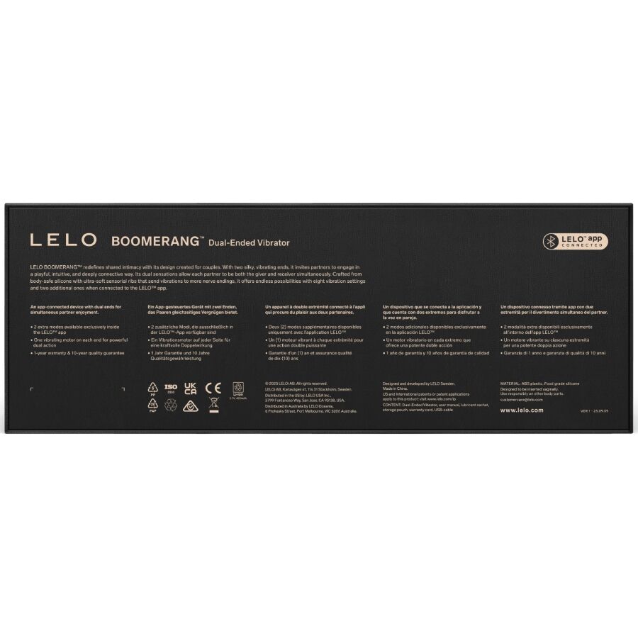 LELO - BOOMERANG VIBRADOR DE DOBLE EXTREMO CEREZA - Imagen 5