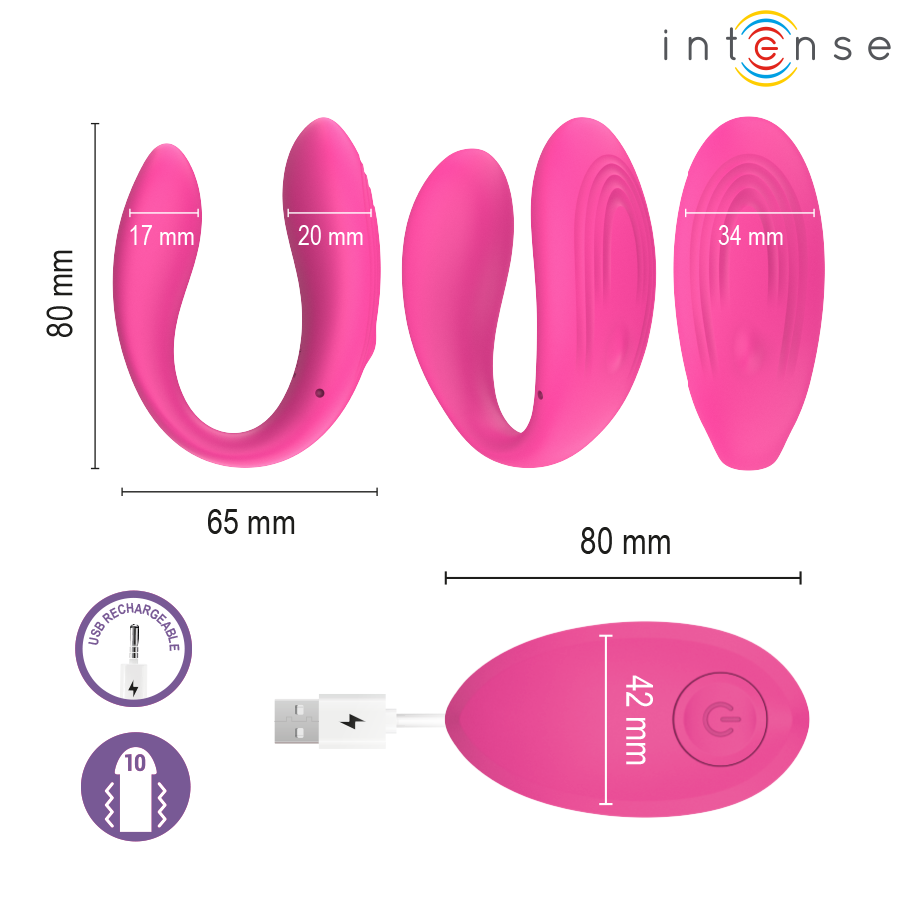 INTENSE - NORA ESTIMULADOR DE PINZA CON VIBRACIÓN ROSA - Imagen 3
