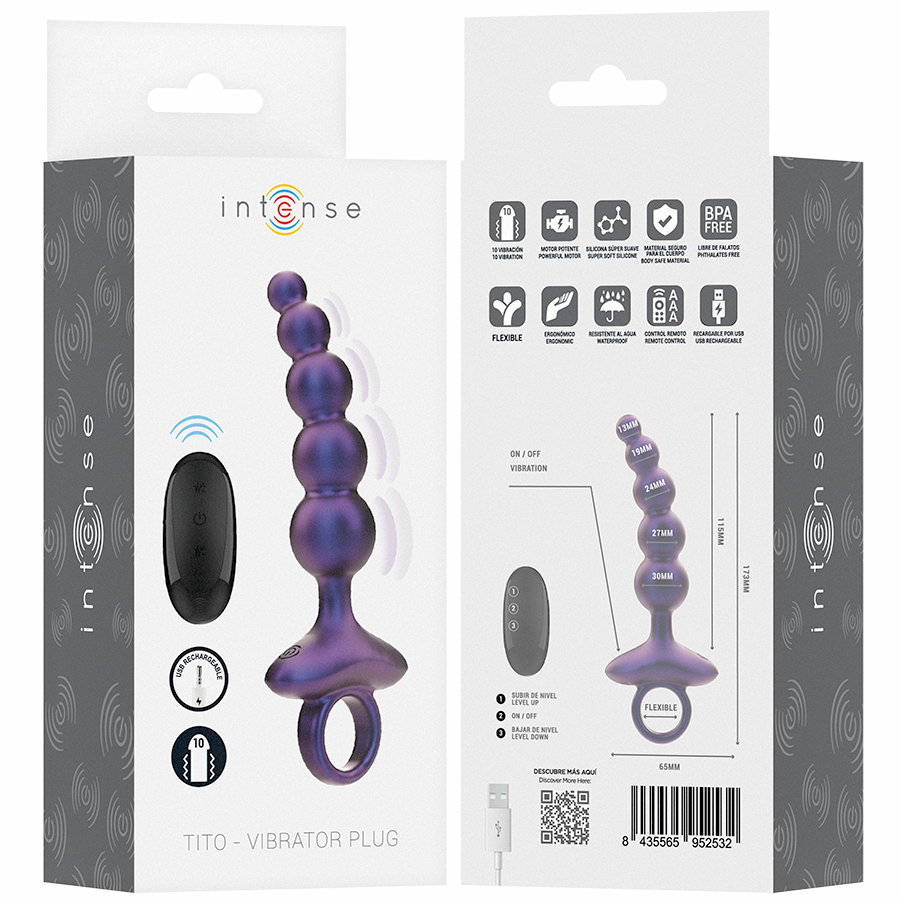 INTENSE - TITO PLUG ANAL VIBRADOR MODELO 3 CONTROL REMOTO - Imagen 8
