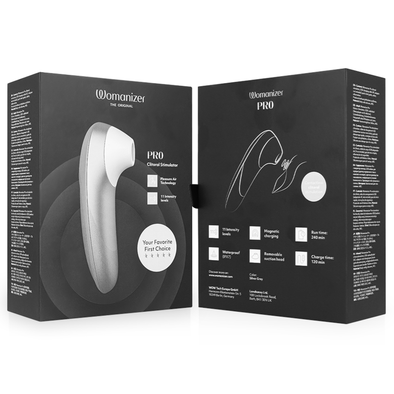 WOMANIZER - PRO VIBRANT ESTIMULADOR DE CLÍTORIS GRIS PLATA - Imagen 7