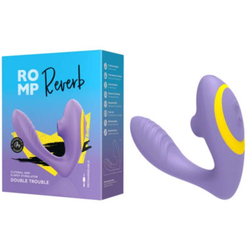 ROMP - REVERB ESTIMULADOR PUNTO G Y SUCCIONADOR DE CLÍTORIS LILA - Imagen 9