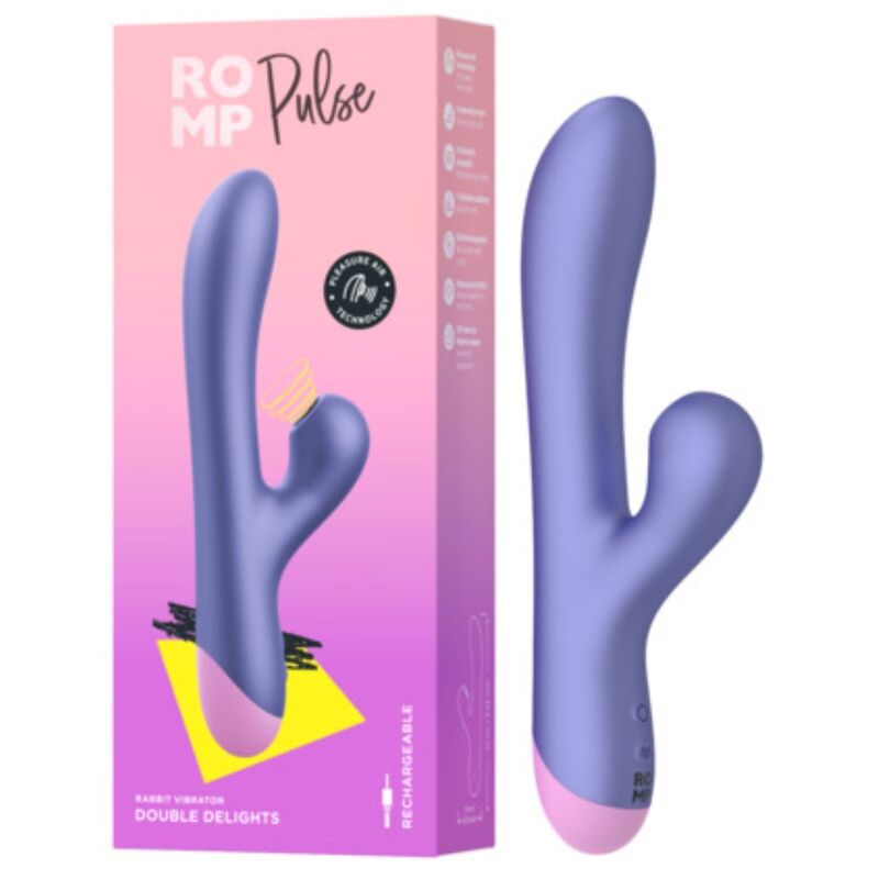 ROMP - PULSE VIBRADOR RABBIT DUAL PUNTO G AZUL ELÉCTRICO - Imagen 12