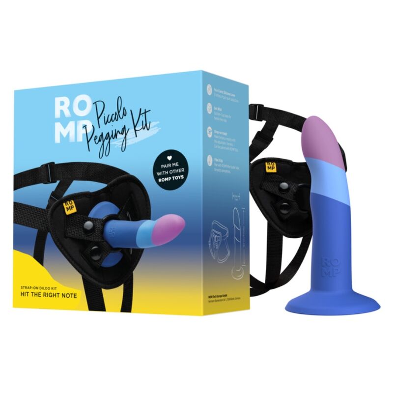 ROMP - PICCOLO ARNÉS + DILDO SILICONA CON VENTOSA TRICOLOR 14 CM - Imagen 5