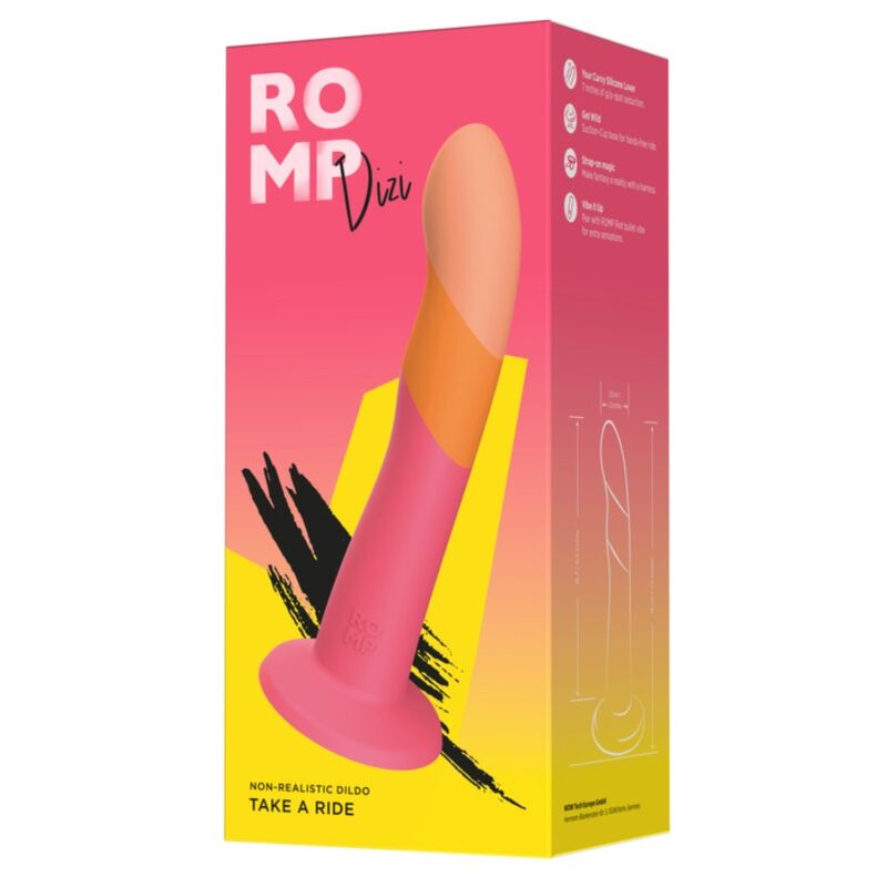ROMP - DIZI DILDO SILICONA CON VENTOSA TRICOLOR 18 CM - Imagen 5