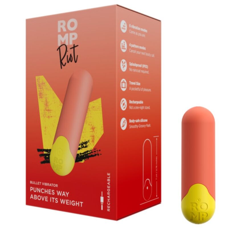 ROMP - RIOT BALA VIBRADORA MULTIFUNCIÓN NARANJA + AMARILLA - Imagen 7
