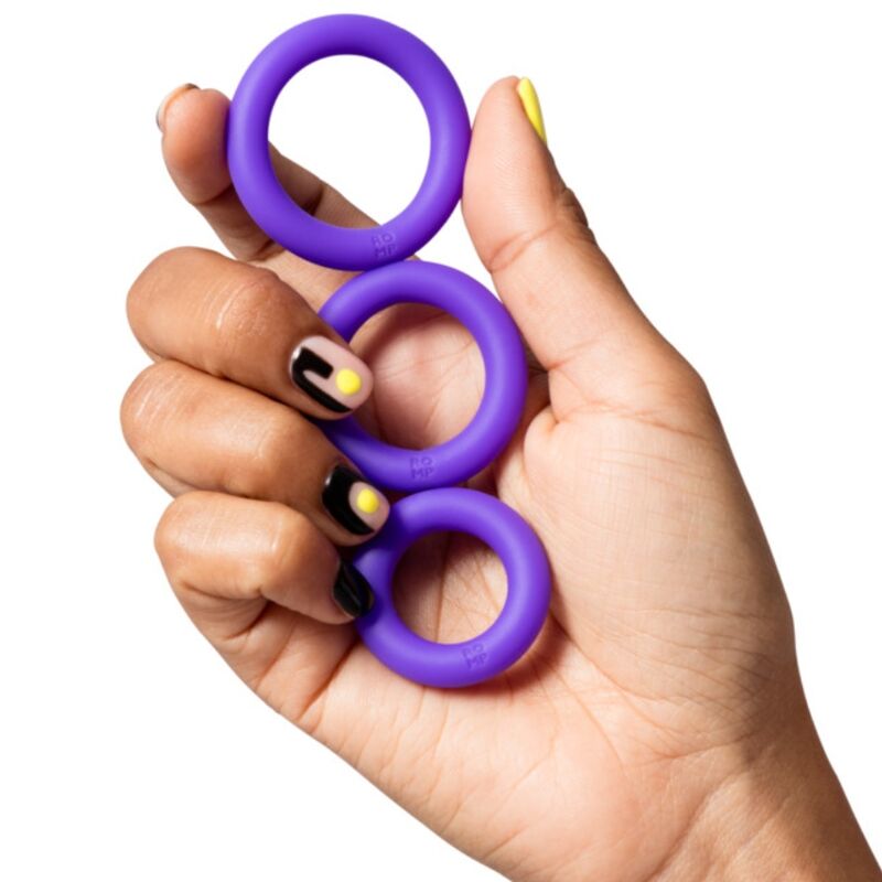ROMP - REMIX TRIO SET DE 3 ANILLOS PARA PENE SILICONA MORADO - Imagen 3