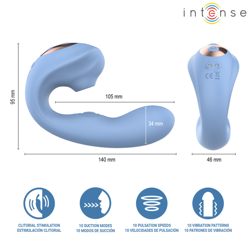 INTENSE - GINA ESTIMULADOR DE CLÍTORIS MULTIFUNCIÓN AZUL - Imagen 7