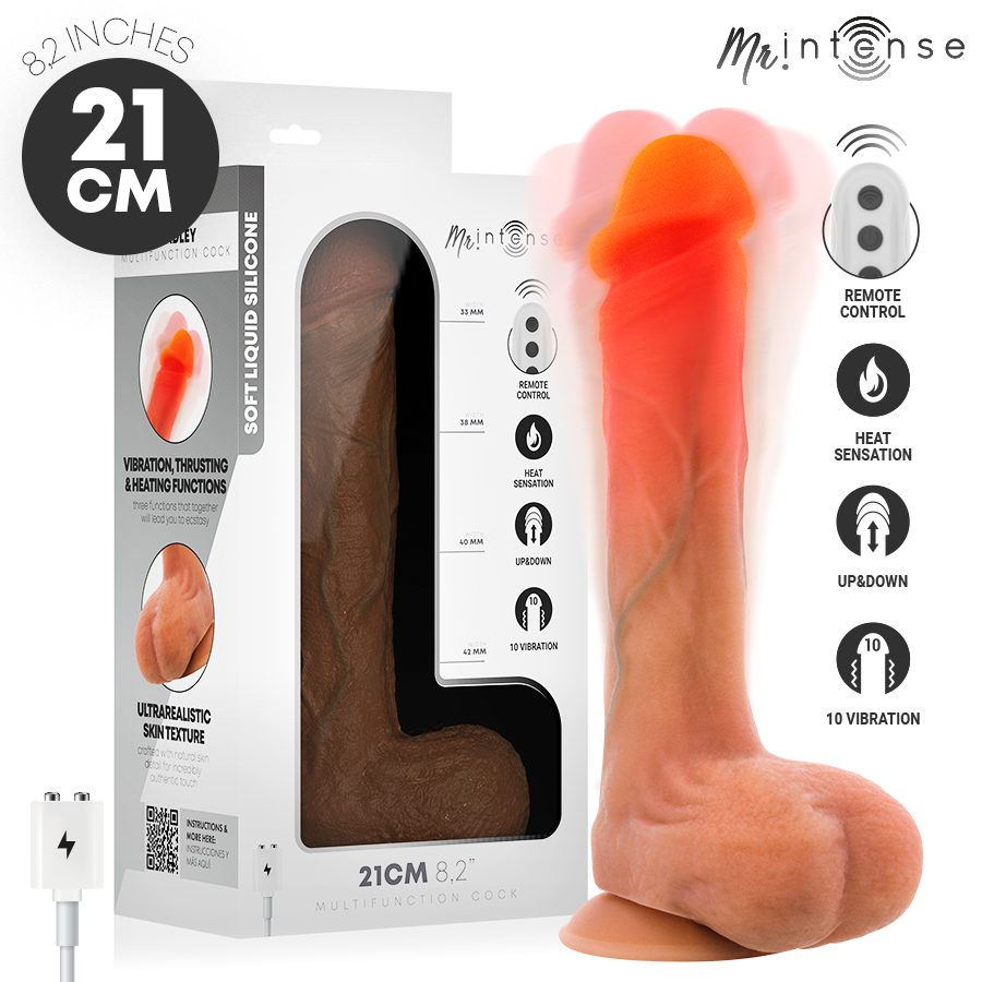 MR INTENSE - BRADLEY DILDO VIBRADOR SILICONA CON EFECTO CALOR Y CONTROL REMOTO 21 CM -Ø- 4.2 CM