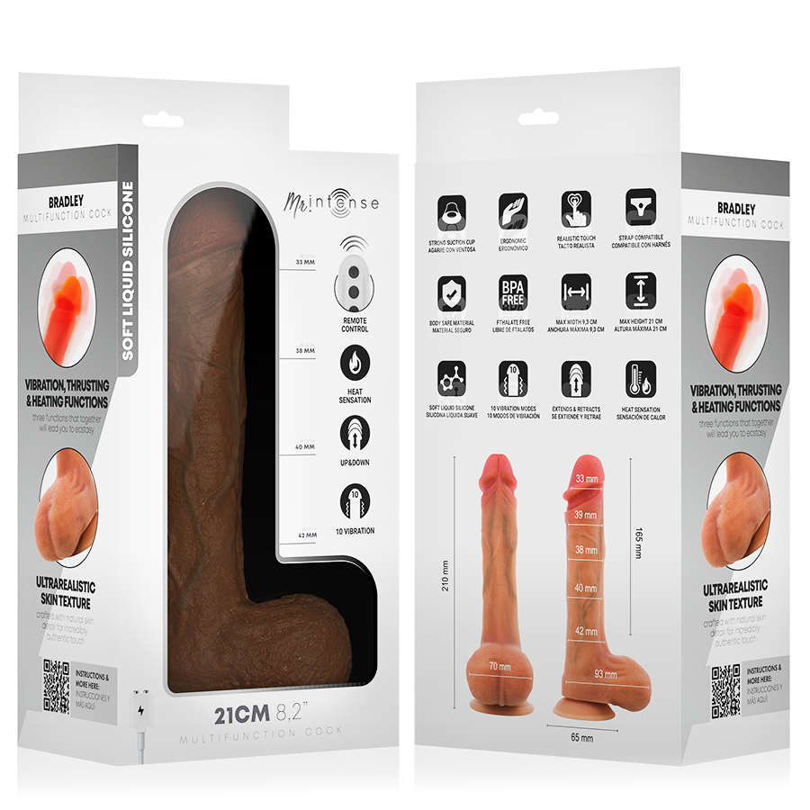 MR INTENSE - BRADLEY DILDO VIBRADOR SILICONA CON EFECTO CALOR Y CONTROL REMOTO 21 CM -Ø- 4.2 CM - Imagen 10