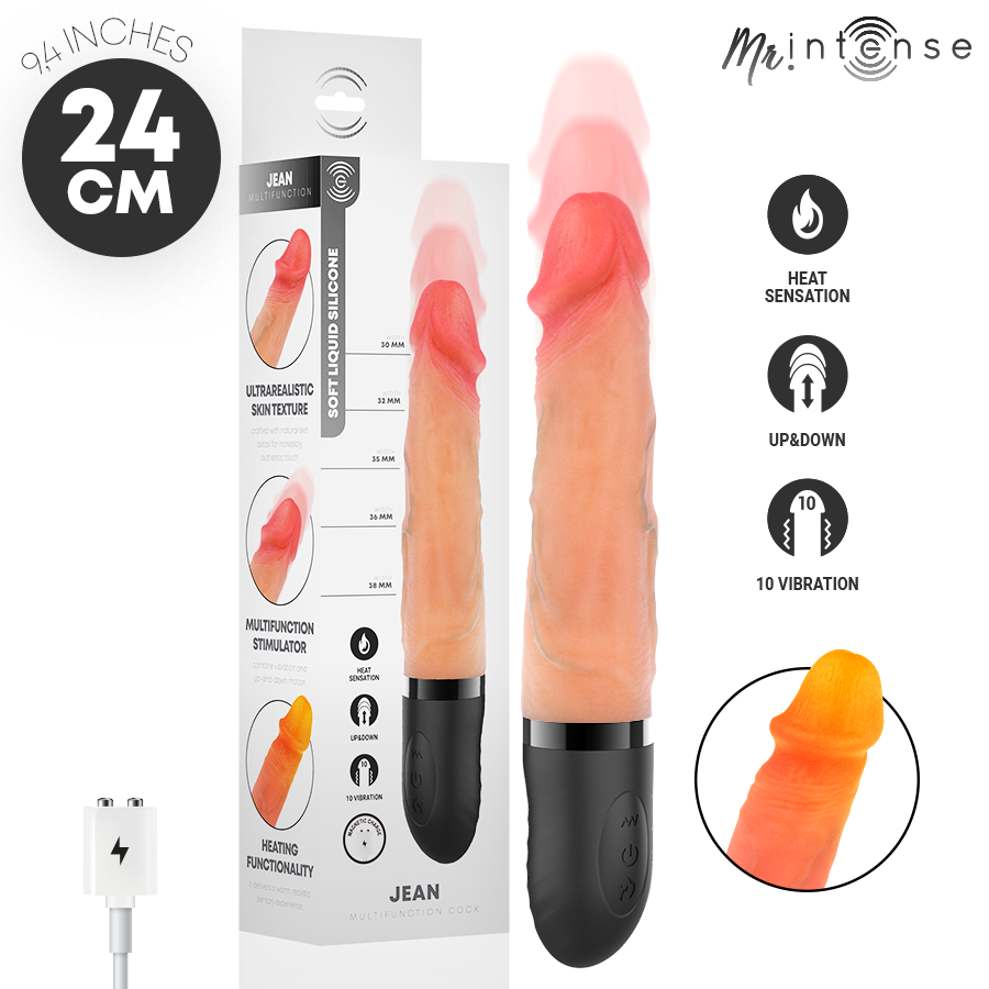 MR INTENSE - JEAN VIBRADOR UP&DOWN SILICONA CON EFECTO CALOR 24 CM -Ø- 3.8 CM