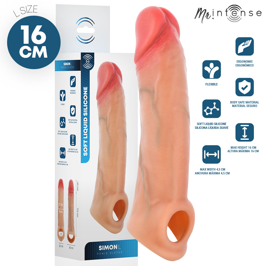 MR INTENSE - SIMON L FUNDA PARA PENE SILICONA 16 CM -Ø- 4.5 CM