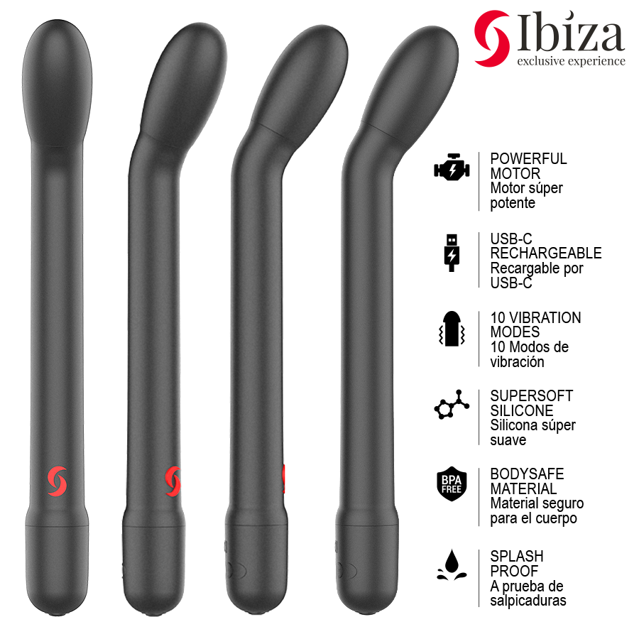 IBIZA - VIBRADOR DE PUNTO G CON VIBRACIÓN NEGRO - Imagen 4