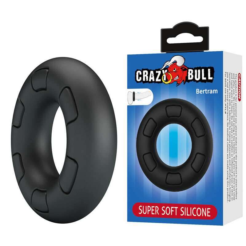 CRAZY BULL - BERTRAM ANILLO PARA PENE SUPER SOFT SILICONA NEGRO