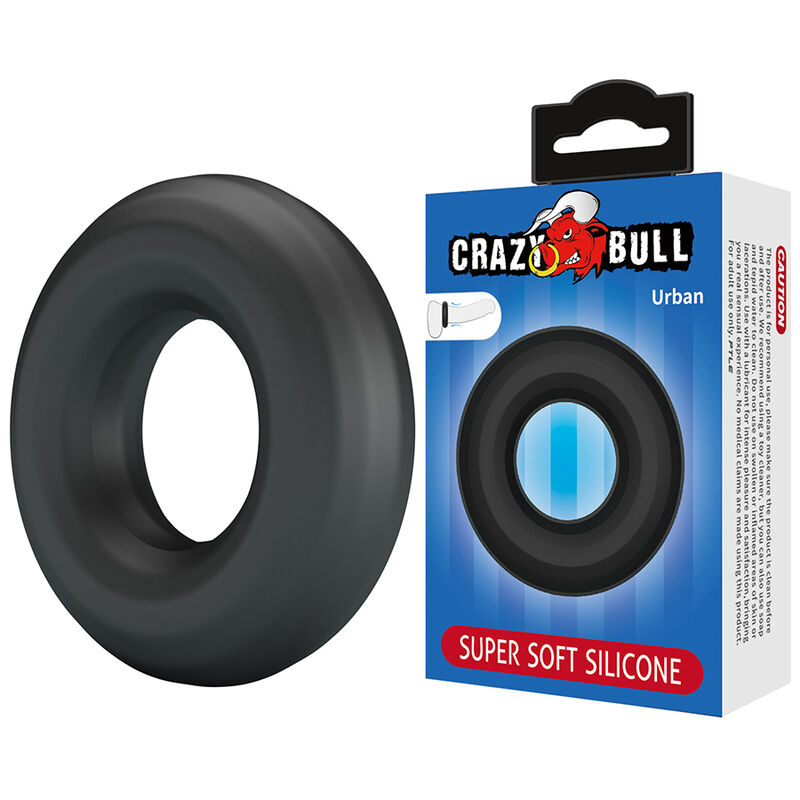CRAZY BULL - URBAN ANILLO PARA PENE SILICONA SUPER SOFT NEGRO - Imagen 2