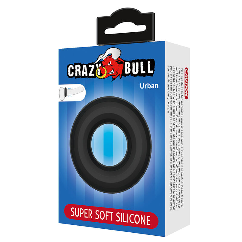 CRAZY BULL - URBAN ANILLO PARA PENE SILICONA SUPER SOFT NEGRO - Imagen 7