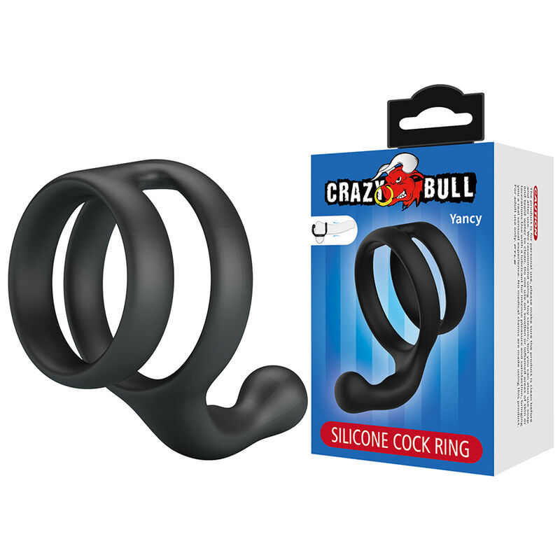 CRAZY BULL - YANCY ANILLO DOBLE PARA PENE Y TESTÍCULOS SILICONA NEGRO - Imagen 2