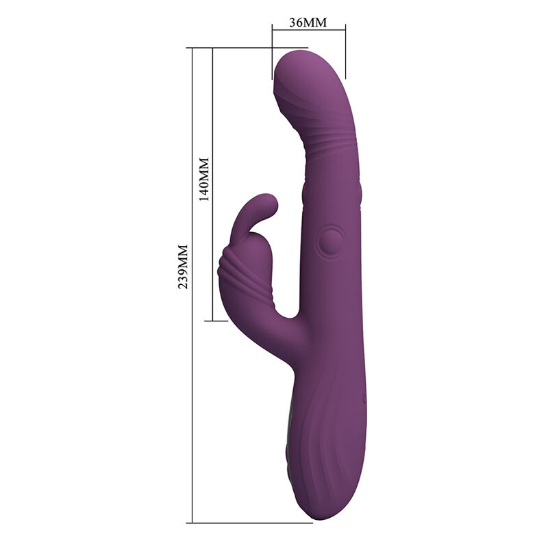 PRETTY LOVE - DEE VIBRADOR RABBIT MULTIFUNCIÓN OSCILANTE Y PERCUTOR MORADO - Imagen 6