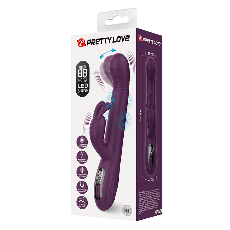 PRETTY LOVE - DEE VIBRADOR RABBIT MULTIFUNCIÓN OSCILANTE Y PERCUTOR MORADO - Imagen 7