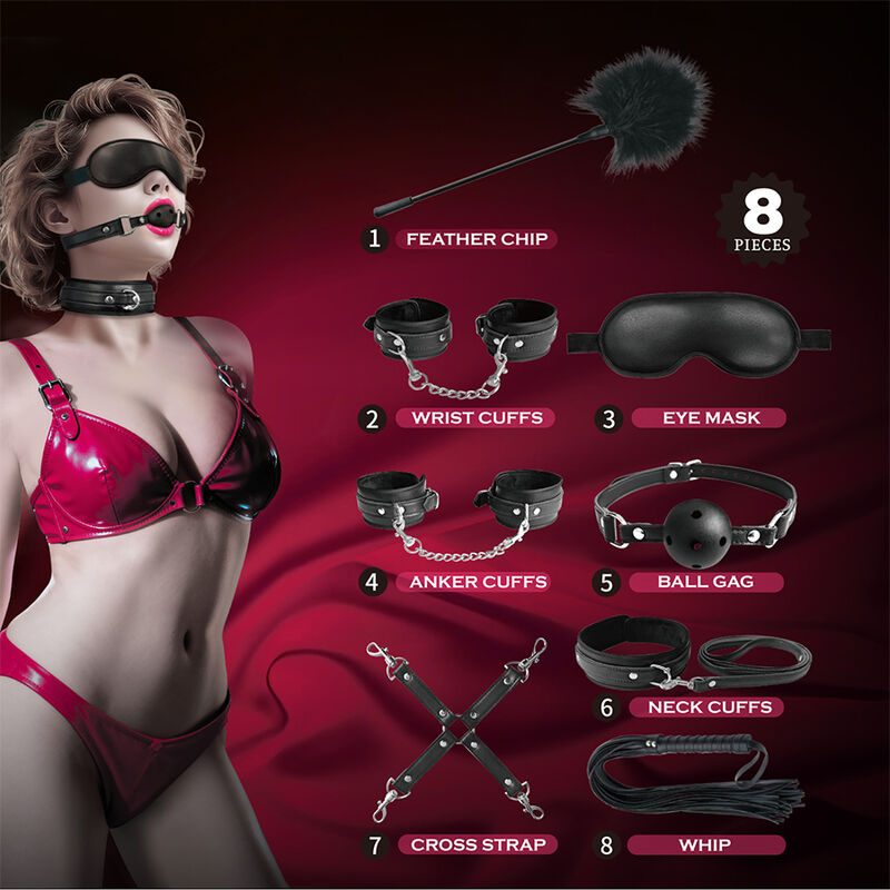 PRETTY LOVE - KIT BDSM 8 PIEZAS NEGRO - Imagen 11