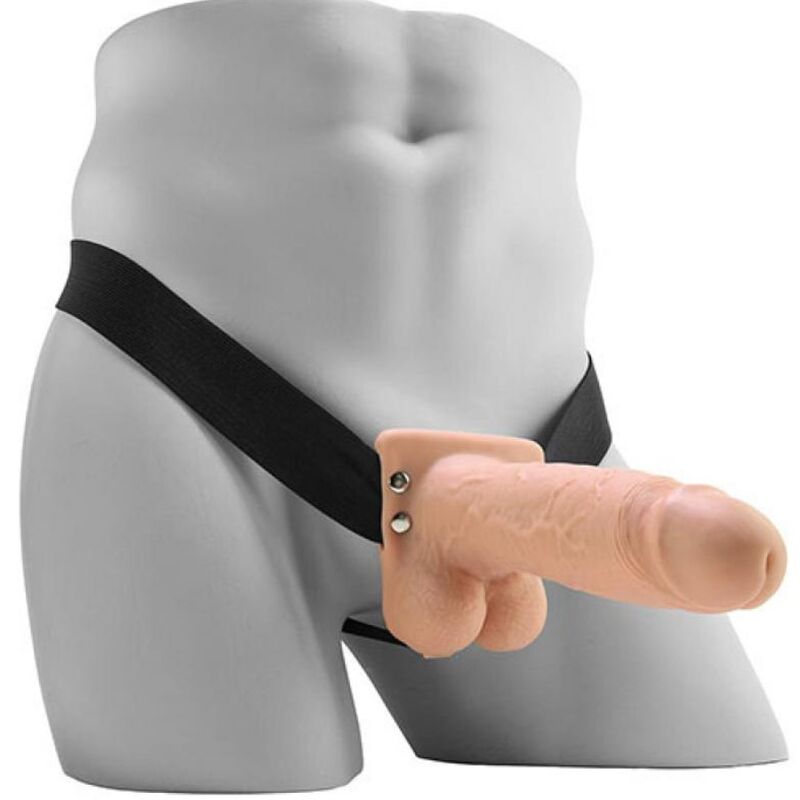 FETISH FANTASY SERIES - STRAP ON HUECO REALISTA VIBRADOR CON TESTÍCULOS 17,8 CM - Imagen 2
