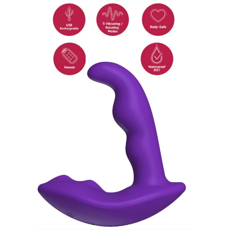 SHE.E.O - ESTIMULADOR ANAL VIBRADOR ROTATIVO CON CONTROL REMOTO MORADO - Imagen 8