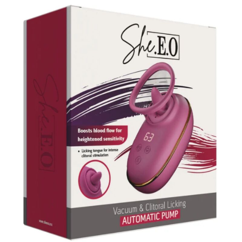 SHE.E.O - BOMBA AUTOMÁTICA ESTIMULADORA DE CLÍTORIS CON EFECTO LICKING MORADA - Imagen 6