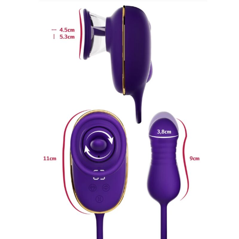 SHE.E.O - SUCCIONADOR DE CLÍTORIS CON EFECTO LICKING Y ESTIMULADOR ANAL MORADO - Imagen 4