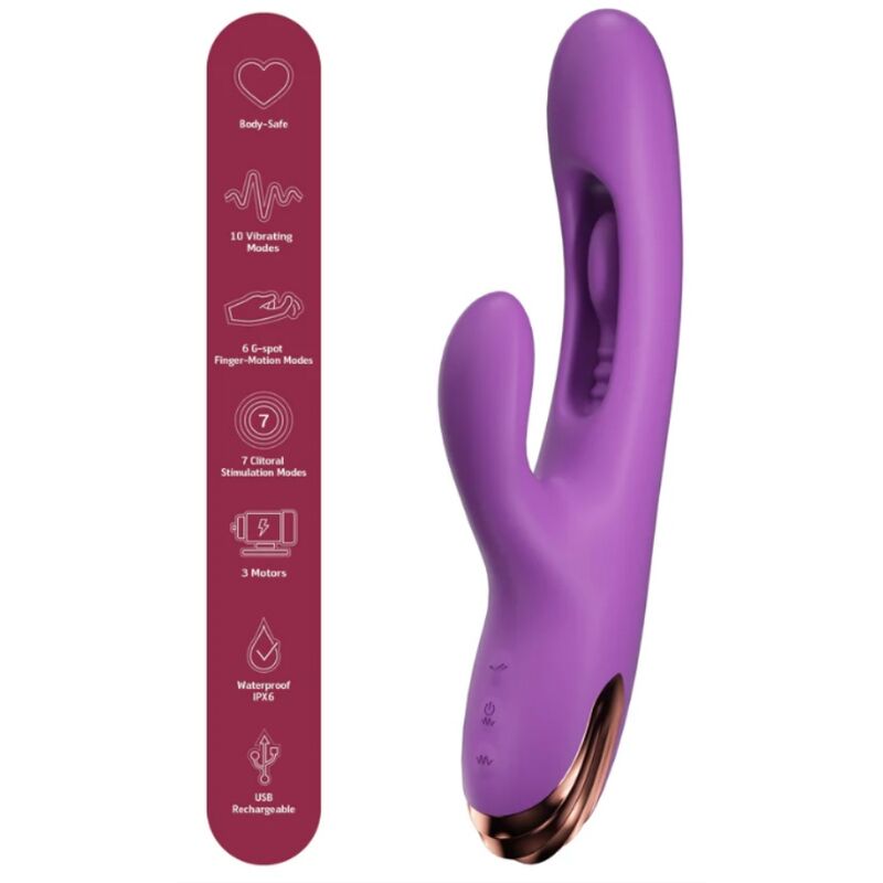 SHE.E.O - VIBRADOR RABBIT PUNTO G CON MOVIMIENTO DIGITAL MORADO - Imagen 2