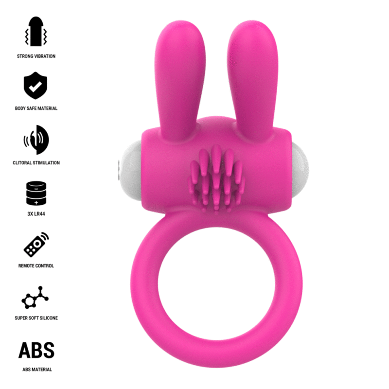 INTENSE - HOPPS ANILLO PARA PENE VIBRADOR CON ESTIMULACIÓN CLITORIANA ROSA - Imagen 2