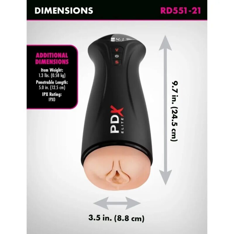 PDX ELITE - MASTURBADOR CON SUCCIÓN INTERMITENTE Y VIBRACIÓN FAP-GASM - Imagen 6