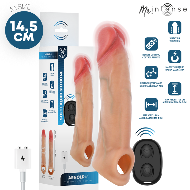 MR INTENSE - ARNOLD M VIBRADOR FUNDA PENE SILICONA CONTROL REMOTO 14.5 CM -Ø- 4 CM